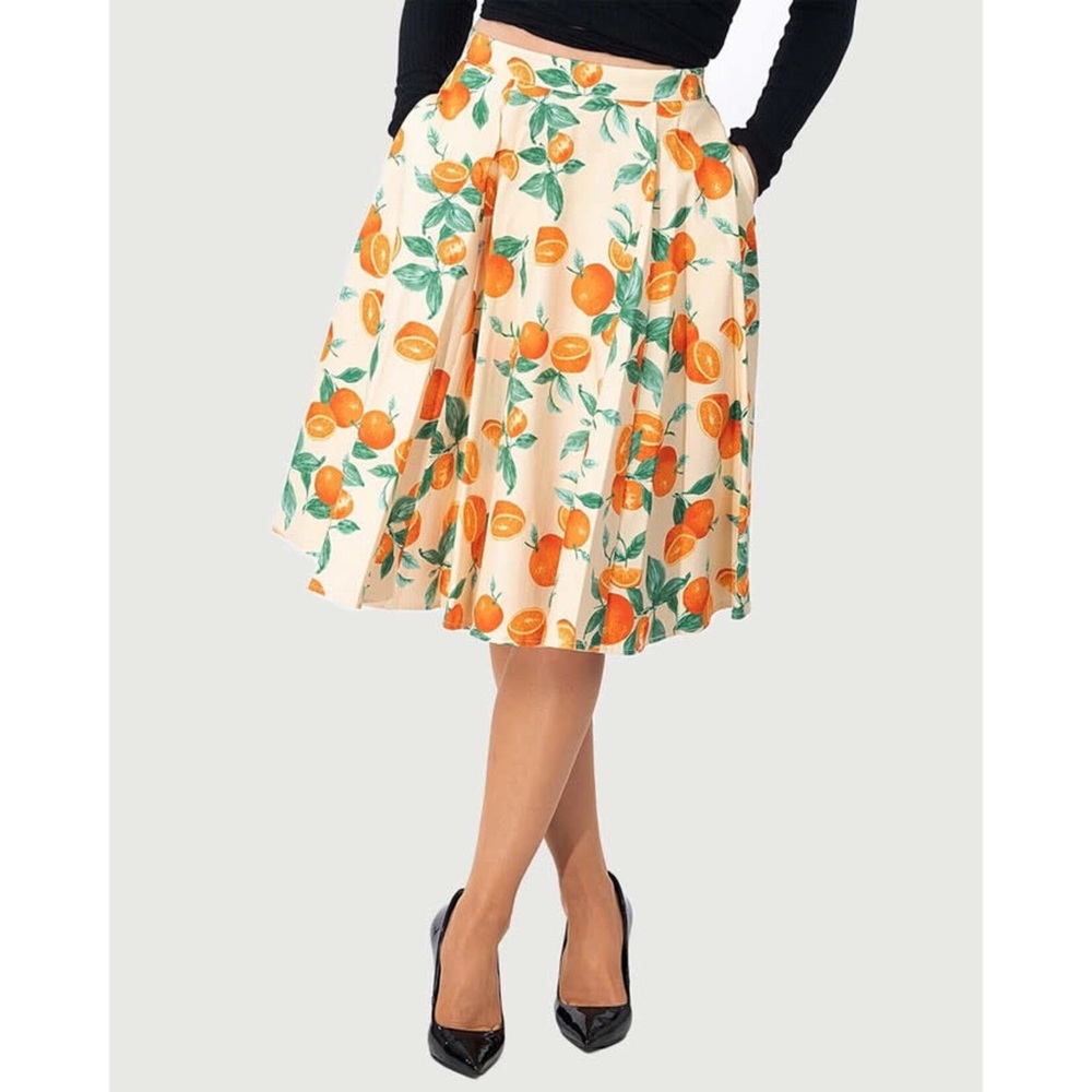 Eva Rose Oranges and Leaves Print Skirt XL NWT
